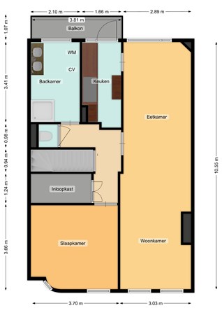 Floorplan - Larensestraat 109, 2574 VG Den Haag